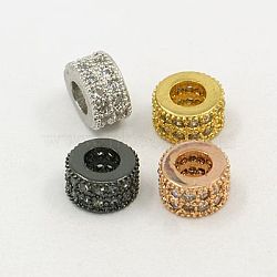 Brass Cubic Zirconia Beads, Rondelle, Mixed Color, 4x6mm, Hole: 3mm(ZIRC-F001-108)