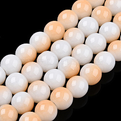 Two Tone Opaque Baking Painted Glass Beads Strands, Round, PeachPuff, 8x7mm, Hole: 1.2mm, about 100~102pcs/strand, 29.53~30.12 inch(75~76.5cm)(DGLA-Q027-8mm-01)