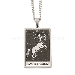 Non-Tarnish 304 Stainless Steel Tarot Pendant Necklaces, Cable Chain Necklaces, Sagittarius, 23.23~24.21 inch(59~61.5cm)(NJEW-A026-01P-09)