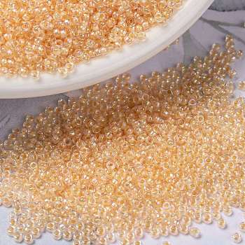 MIYUKI Round Rocailles Beads, Japanese Seed Beads, (RR282) Bisque Lined Crystal AB, 15/0, 1.5mm, Hole: 0.7mm, about 5555pcs/bottle, 10g/bottle