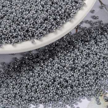 MIYUKI Round Rocailles Beads, Japanese Seed Beads, (RR443) Opaque Gray Luster, 15/0, 1.5mm, Hole: 0.7mm, about 5555pcs/10g