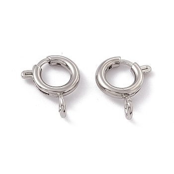 201 Stainless Steel Spring Ring Clasps, Stainless Steel Color, 8x2mm, Hole: 2.5mm