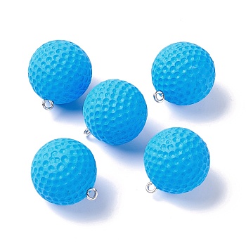 Plastic Pendants, with Platinum Tone Iron Loops, Uneven Tennis and Rugby, Sky Blue, 23x20mm, Hole: 2mm