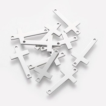 304 Stainless Steel Links connectors, Sideways Cross, Stainless Steel Color, 20x10x1mm, Hole: 1mm