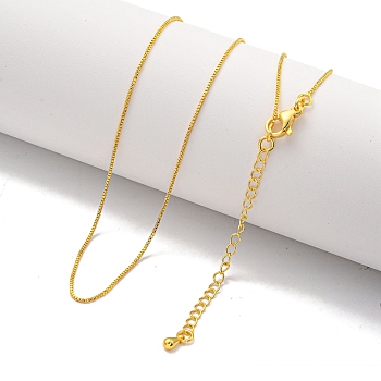 Brass Box Chain Necklaces for Women, Real 24K Gold Plated, 17.95 inch(456mm)