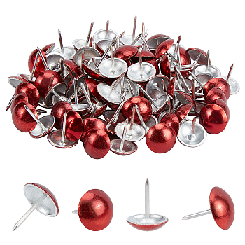 Iron Round Head Furniture Nails, with Glitter, Sofa Foam Nails, for Furniture Decoration, Red, Platinum, 20x16mm, Pin: 1.5mm