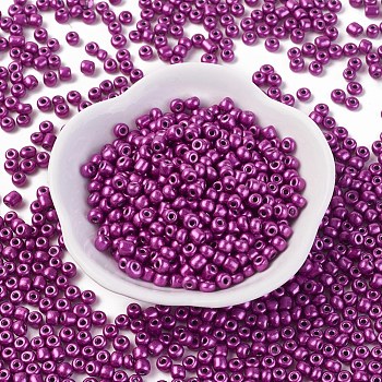 Baking Paint Glass Seed Beads, Dark Orchid, 4~5x3~4mm, about 500pcs/50g