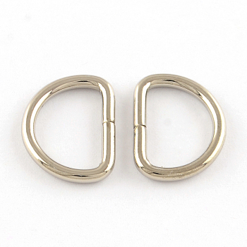 Iron D Rings, Buckle Clasps, For Webbing, Strapping Bags, Garment Accessories, Platinum, 17.5x13x2mm