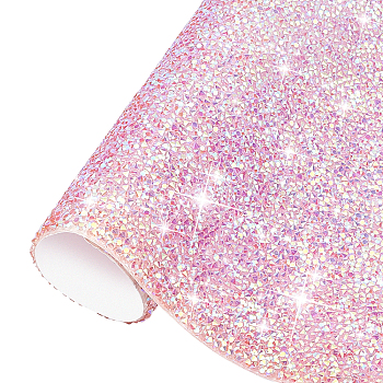 Glitter Resin Hotfix Rhinestone(Adhesive On The Back), Rhinestone Trimming, Costume Accessories, Rectangle, Pink, 39.5x23.5x0.3cm