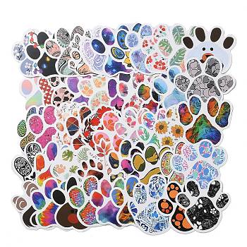 PVC Cartoon Paw Print Stickers, for Water Bottles Laptop Phone Skateboard Decoration, Mixed Color, 48~52x51~57x0.5mm, about 50pcs/set