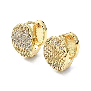 Rack Plating Brass Micro Pave Cubic Zirconia Hoop Earring, Cadmium Free & Lead Free, Long-Lasting Plated, Round, Real 18K Gold Plated, 17.5x14mm