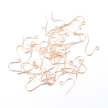 Iron Earring Hooks, Ear Wire, with Horizontal Loop, Light Gold, 19x16mm, Hole: 2mm, pin: 0.8mm