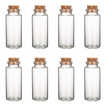 Glass Jar Glass Bottles Bead Containers, with Cork Stopper, Wishing Bottle, Clear, 70x30mm, Hole: 17mm, Capacity: 49ml(1.65 fl. oz)