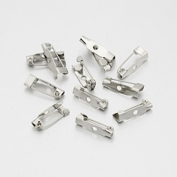 Iron Brooch Pin Back Safety Catch Bar Pins with 1 Hole, Platinum, 15x4x5mm, Hole: 1.8mm