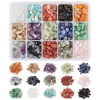 Natural Gemstone Chips Beads, for Jewelry Making, 5~10mm, Hole: 0.3~1mm, 15 stones