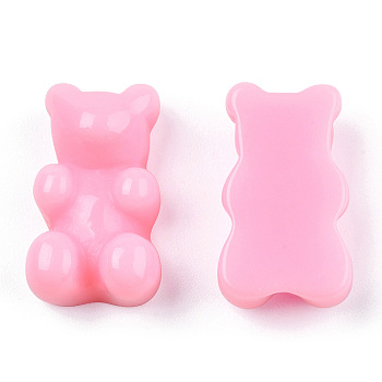 Resin Cabochons, Imitation Jelly, Bear, Pink, 18.5x11x7mm