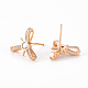 Brass Micro Pave Clear Cubic Zirconia Stud Earrings Findings(KK-T062-119G-NF)-2