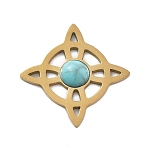 Synthetic Turquoise Pendants, Trinity Knot Charms, with 304 Stainless Steel Settings, Real 18K Gold Plated, 19.5x19.5x3mm, Hole: 1mm(STAS-I327-14G-01)