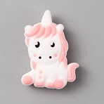 Silicone Beads, Unicorn, Pink, 33x23.5x9.5mm, Hole: 2mm(SIL-WH0001-23D)