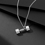 Dumbbell 304 Stainless Steel Pendant Necklaces, Stainless Steel Color, 25.59 inch(65cm)(FS-WGFA125-02)