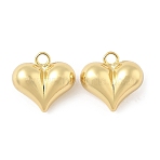 Heart Brass Pendants, Rack Plating, Long-Lasting Plated, Cadmium Free & Lead Free, Real 18K Gold Plated, 19x20x10mm, Hole: 3mm(KK-M327-02D-G)