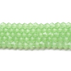 Imitation Jade Glass Beads Strands, Faceted, Bicone, Green, 6x5.5mm, Hole: 1.2mm, about 45~47pcs/strand, 9.65~9.84 inch(24.5~25cm)(EGLA-A039-J6mm-D01)