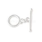 Eco-friendly Brass Toggle Clasps, Cadmium Free & Lead Free, Long-Lasting Plated, Ring, with Jump Rings, 925 Sterling Silver Plated, Ring: 10x7.5x1mm, Bar: 3.5x15x1.5mm, Hole: 1.2mm(KK-D082-05S-A)