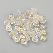 Sterling Silver Silicone Cover Ear Nuts, Hamburger, Golden, 5x4mm, Hole: 0.7mm(FIND-TAC0017-10G)