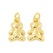 Rack Plating Bear Brass Pendants, Long-Lasting Plated, Lead Free & Cadmium Free, with Jump Ring, Real 18K Gold Plated, 16x9x2mm, Hole: 3mm(KK-K341-59G)