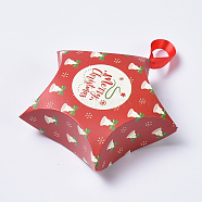 Star Shape Christmas Gift Boxes, with Ribbon, Gift Wrapping Bags, for Presents Candies Cookies, Red, 12x12x4.05cm(X-CON-L024-F01)