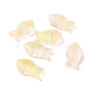 Transparent Spray Painted Glass Beads, Fish, Champagne Yellow, 15x8x5mm, Hole: 1mm(GLAA-I050-10F)