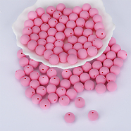 Round Silicone Focal Beads, Chewing Beads For Teethers, DIY Nursing Necklaces Making, Pearl Pink, 15mm, Hole: 2mm(SI-JX0046A-72)