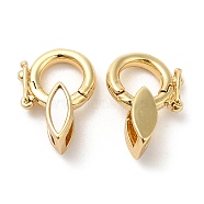 Rack Plating Brass Twister Clasps, with Shell, Cadmium Free & Lead Free, Real 18K Gold Plated, Long-Lasting Plated, Horse Eye, 15mm, Horse Eye: 9x3.5x5.5mm, Hole: 5x3mm(KK-C025-01D-G)