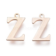 Vacuum Plating  304 Stainless Steel Charms, Laser Cut, Alphabet, Rose Gold, Letter.Z, 12.5x7.5x0.8mm, Hole: 1mm(STAS-H112-Z-RG)