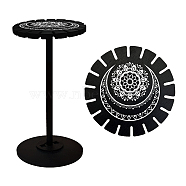 Wooden Wheel, Wooden Display Shelf, Black Holder Stand, Rustic Divination Pendulum Storage Rack, Witch Stuff, Moon Pattern, Wheel: 120x8mm, 2pcs, Studdle: 288x12mm, 1pc(DJEW-WH0046-020)