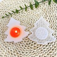 DIY Silicone for Candle Making, White, Christmas Tree, 9.5x8.6x1.7cm, Inner Diameter: 4.1cm(SIL-U003-01A)