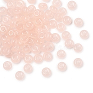 Imitation Jade Glass Seed Beads, Round Hole, Rondelle, Misty Rose, 4~4.5x2~2.5mm, Hole: 1mm, 140pcs/set(SEED-Q038-01B)