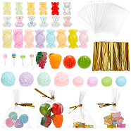 Fingerinspire Resin Cabochons, Imitation Fruit, with PET Aluminium Plating Film Wire Ties, Mixed Color, Cabochons: 182pcs/box(CRES-FG0001-02)