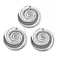 Tibetan Style Alloy Pendants, Cadmium Free & Lead Free, Flat Round with Vortex, Antique Silver, 29x2mm, Hole: 1.6mm(PALLOY-Q441-054-RS)