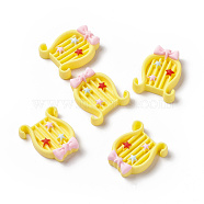 Opaque Resin Cabochons, Lyre, Yellow, 24x19.5x5mm(RESI-G036-G05)