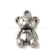 Tibetan Style Alloy Pendant, Cadmium Free & Lead Free, Bear, Antique Silver, 17x10.5x4mm, Hole: 1.4mm(FIND-A038-19AS)