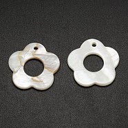 Flower Freshwater Shell Pendants, Creamy White, 25x2mm, Hole: 1&10mm(SHEL-M005-38)