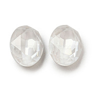 Glass Rhinestone Cabochons, Point Back & Back Plated, Faceted, Oval, Crystal, 10x8x5mm(RGLA-G021-02C-001DE)