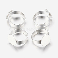 Brass Pad Ring Bases, Lead Free & Nickel Free and Cadmium Free, Adjustable, Silver Color Plated, Size: about 3~4.5mm wide, 18mm in inner diameter, Tray: 12mm in diameter.(J0JR9-NFS)