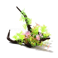 Plastic Artificial Tree Root Plants Decor, for Fish Tank, Aquarium, Amphibian Habitat Hideout, Green Yellow, 140x140x100mm(DJEW-G025-10)