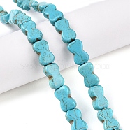 Synthetic Turquoise Beads Strands, Dyed, Bone Shape, Medium Turquoise, 16x10x5.5mm, Hole: 1.2mm, about 25pcs/strand, 15.63''(39.7cm)(UNKW-T001-02A)