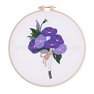 Flower Pattern DIY Embroidery Kit, including Embroidery Needles & Thread, Cotton Cloth, Slate Blue, 210x210mm(DIY-P077-134)
