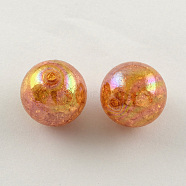 AB Color Transparent Crackle Round Acrylic Beads, Sandy Brown, 20mm, Hole: 2.5mm, about 108pcs/500g(CACR-S006-11)