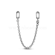 TINYSAND 925 Sterling Silver Round Safety Chains & Beads, Silver, 90mm, Hole: 3.72mm(TS-S-141)