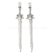 Tibetan Style Alloy Big Pendants, Cadmium Free & Lead Free, Sword Charm, Antique Silver, 69x11x3mm, Hole: 1.5mm, about 171pcs/500g(FIND-G078-32C-AS)